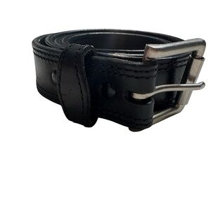 Bullhide Belts Black Leather Work Belt Made USA Heavy Duty 51” Gingerich Leather